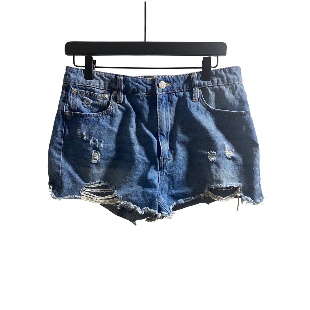 Harper Heritage Denim Shorts Womens 28 Blue Excellent Distressed Frayed Hem